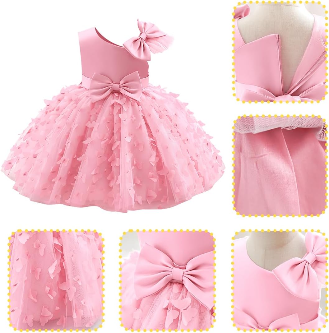 Toddler Baby Girl Butterfly Tutu Dress Bowknot Princess Flower Girl Wedding Pageant Birthday Party Dresses