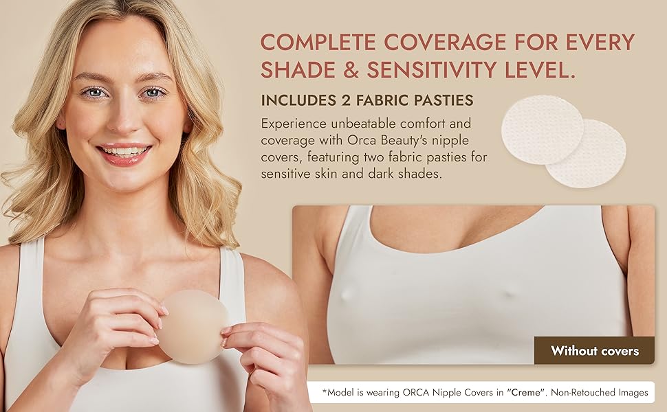 Nipple Cover - Available in 6 Skin Tones, Adhesive Silicone Reusable Pasties, Covers Stickers