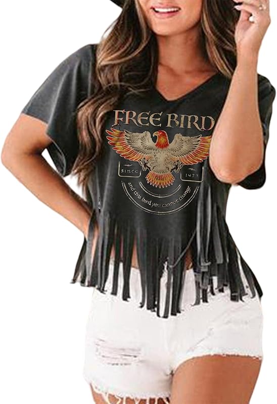 Nashville Tshirt for Women Country Concert Fringe Tops Country Music Shirts Short Sleeve Cowgirl Graphic Tees