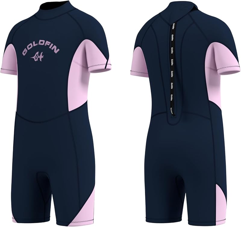 Goldfin Kids Wetsuit, Boys Girls 3mm Wet Suits Youth Toddler Neoprene Back Zip Keep Warm for Cold Water Swimming Diving Snorkeling Surfing Paddleboarding