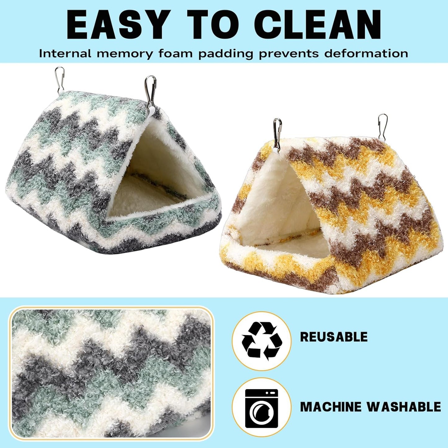 2 Pack Bird Nest House, Hanging Hammock Fluffy Parrots Bird Bed for Cage Bird Plush Nest Toy for Parrot Macaw Budgies Eclectus Parakeet Cockatiels Cockatoo Lovebird