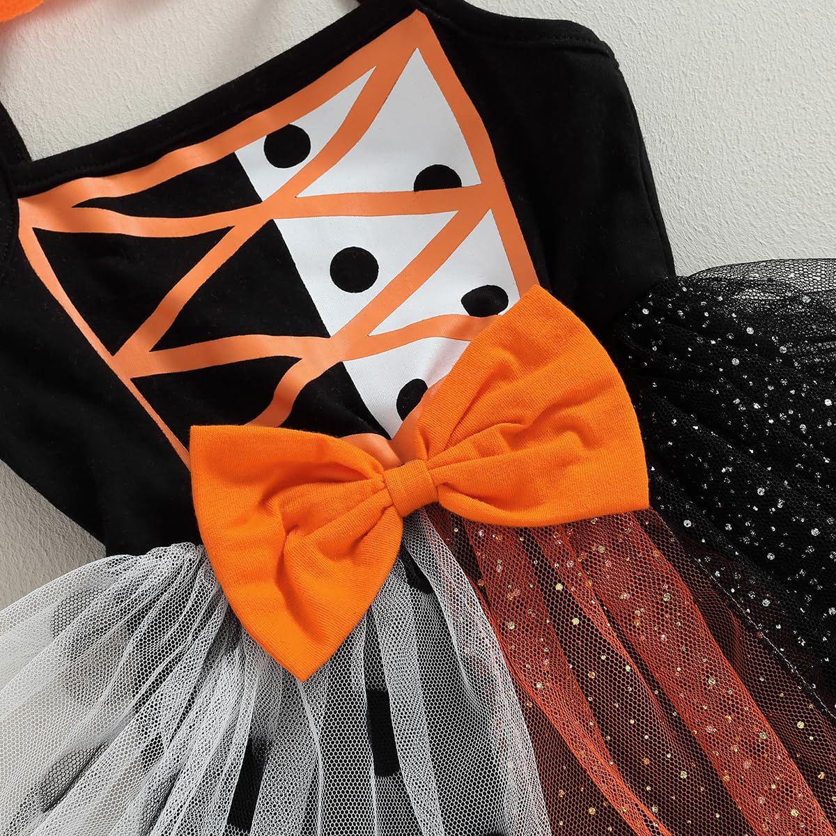 Yccutest Newborn Baby Girl Halloween Outfits 2Pcs Straps Tutu Romper Dress Halloween Cloak Coat Infant Pumpkin Witch Costume