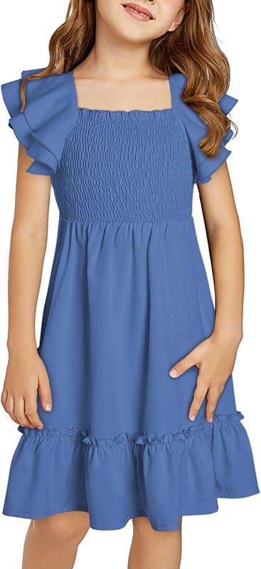 blibean Tween Girls Elegant Ruffle Sleeve Dresses Size 6-15 Years