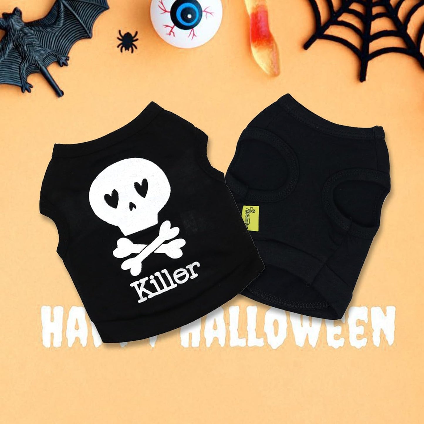 Dog Clothes Cat Halloween Shirt Pet Funny Light Weight Tank Tops Doggy Outfit Halloween Clothes for Dogs Cats Black01 X-Small