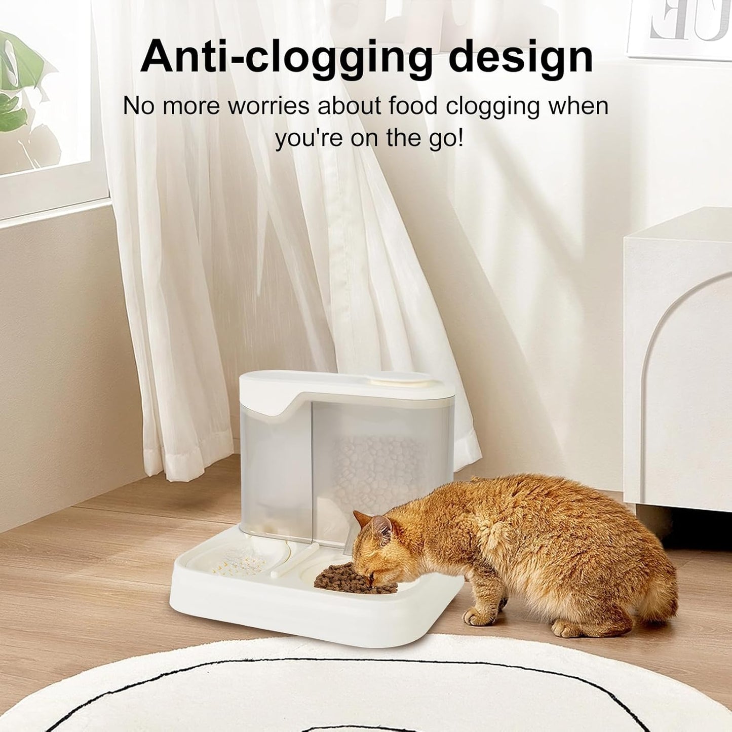 Gravity Pet Feeder and Water Dispenser Set, Automatic Dog Feeder and Dog Water Dispenser for Dogs Cats Pets Animals Large Capacity (White)