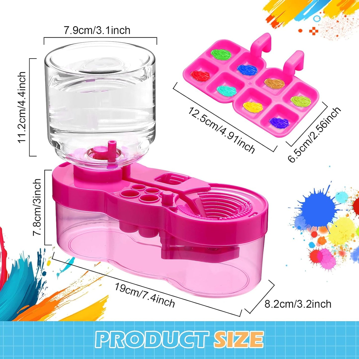 Paint Brush Cleaner with Paint Tray, 2025 Upgraded 3-in-1 Water Circulation Rinser Paintbrush Cleaner with Drain and Brush Holder, Painting Supplies for Acrylic, Watercolor, Water Based Paints Violet