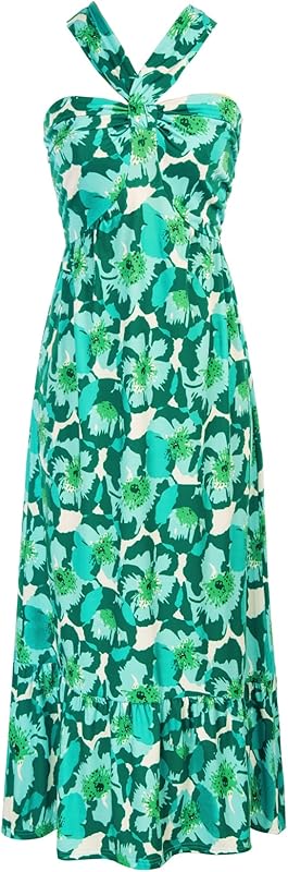 GRACE KARIN 2025 Women's Criss Cross Halterneck Sleeveless Summer Floral Print Flowy A Line Maxi Dress