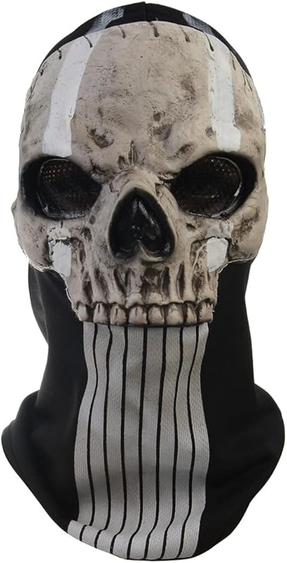 RRANYF Creepy Halloween Full Head Skull Mask with Movable Jaw, Adult Entire Head Realistic Latex Helmet, Scary Skeleton