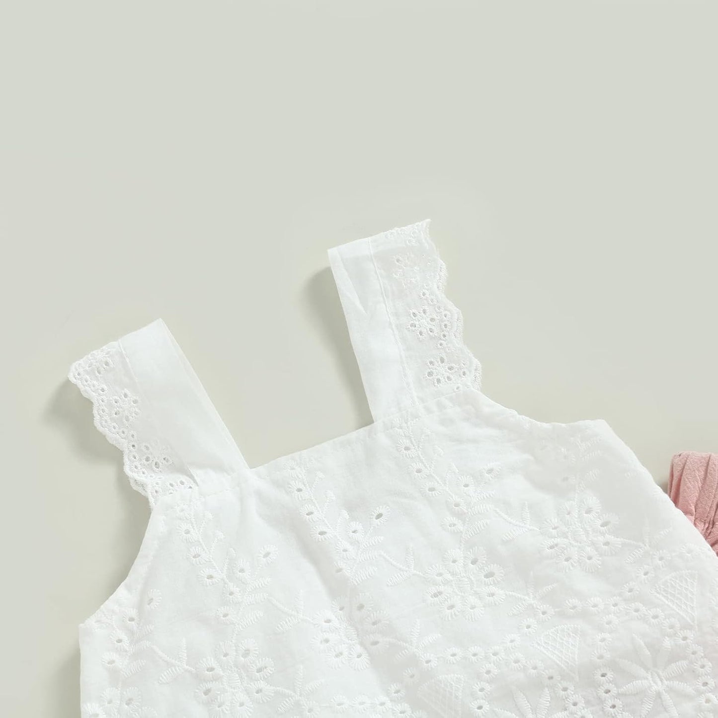 2PCS Baby Girl Sleeveless Strap Lace Crop Vest Tops + Flared Wide-Leg Pants Toddler Summer Outfits Set Clothes