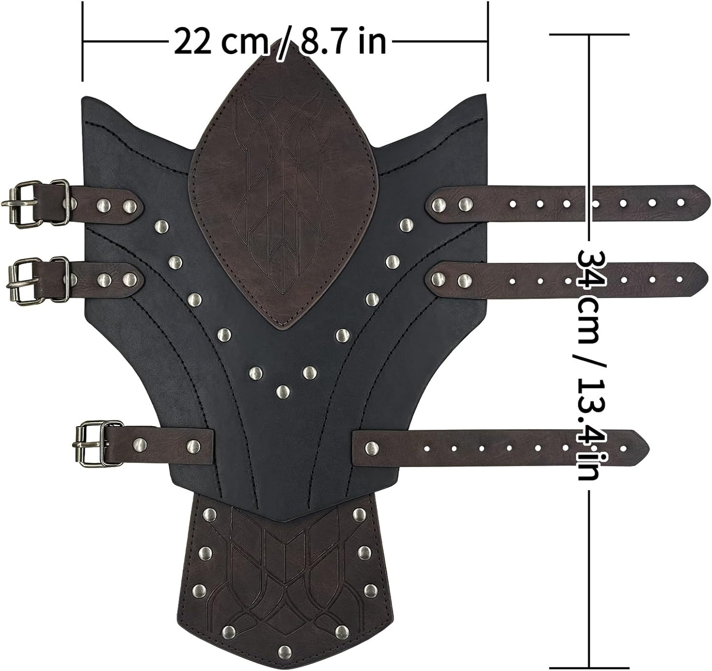 HiiFeuer Medieval Embossed Faux Leather Elf Arm Guards, Fantasy Cosplay Buckle Bracers, Knight Archer Gauntlets for LARP