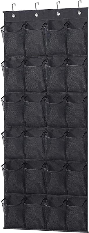 MISSLO Over The Door Shoe Organizer 24 Large Mesh Pockets, White
