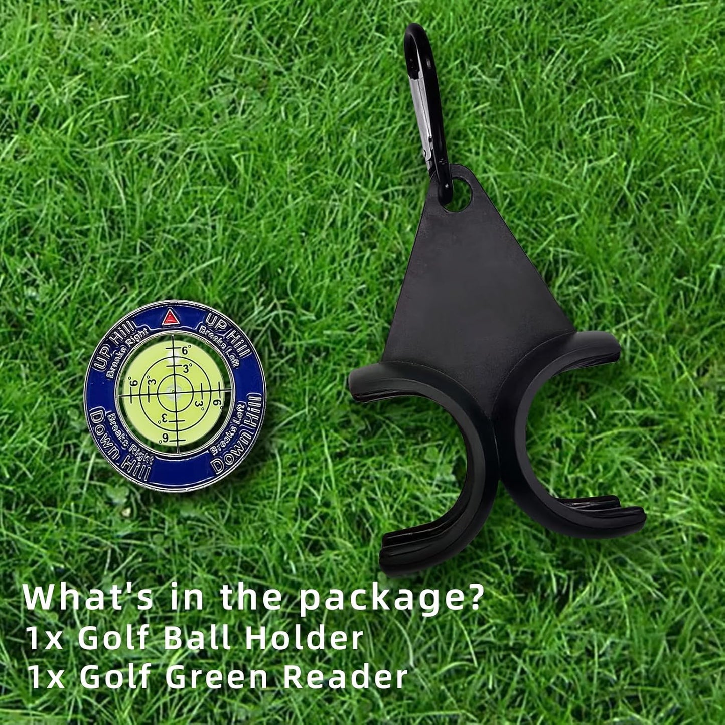 Golf Ball Holder with Two Clips for Bag Hanging and Carrying,Golf Green Reader with High Precision Bubble Level,Golfer Accessories for Men and Women