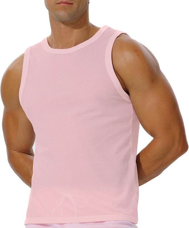 Men's Mesh Workout Tank Top Fitted Sleeveless Shirt for Casual Gym Muscle Training