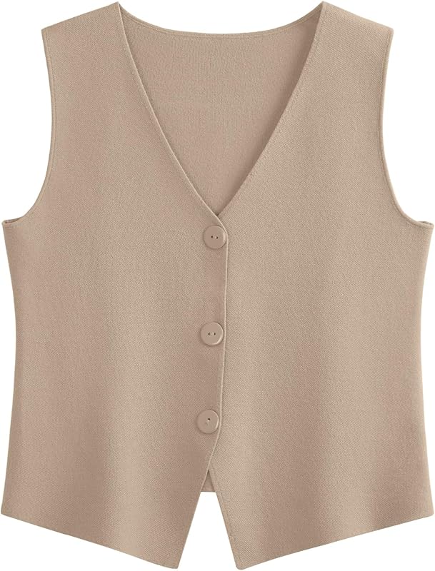 LILLUSORY Sweater Vest Women Sleeveless V Neck Trendy Spring Tops Dressy Button Up 2025 Knit Work Business Casual Outfits