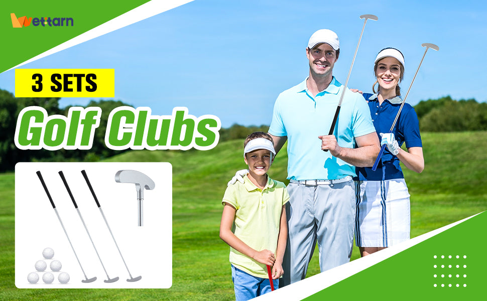 Wettarn 3 Sets Golf Putter Two Ways for Men Women Kids Club with 6 Practice Golf Balls for Left or Right Handed Golfers Indoor Outdoor