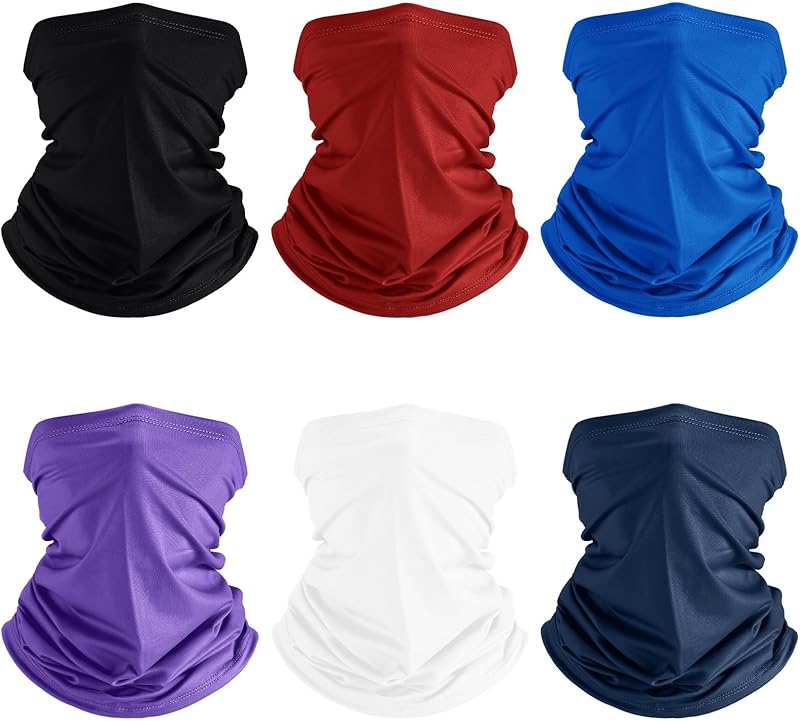 Geyoga 6 Pieces Summer UV Protection Cooling Neck Gaiter Face Clothing Neck Gaiter Mask Scarf Sunscreen Breathable Bandana - TrendyLookz