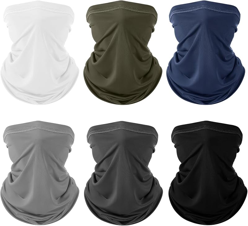 Geyoga 6 Pieces Summer UV Protection Cooling Neck Gaiter Face Clothing Neck Gaiter Mask Scarf Sunscreen Breathable Bandana - TrendyLookz