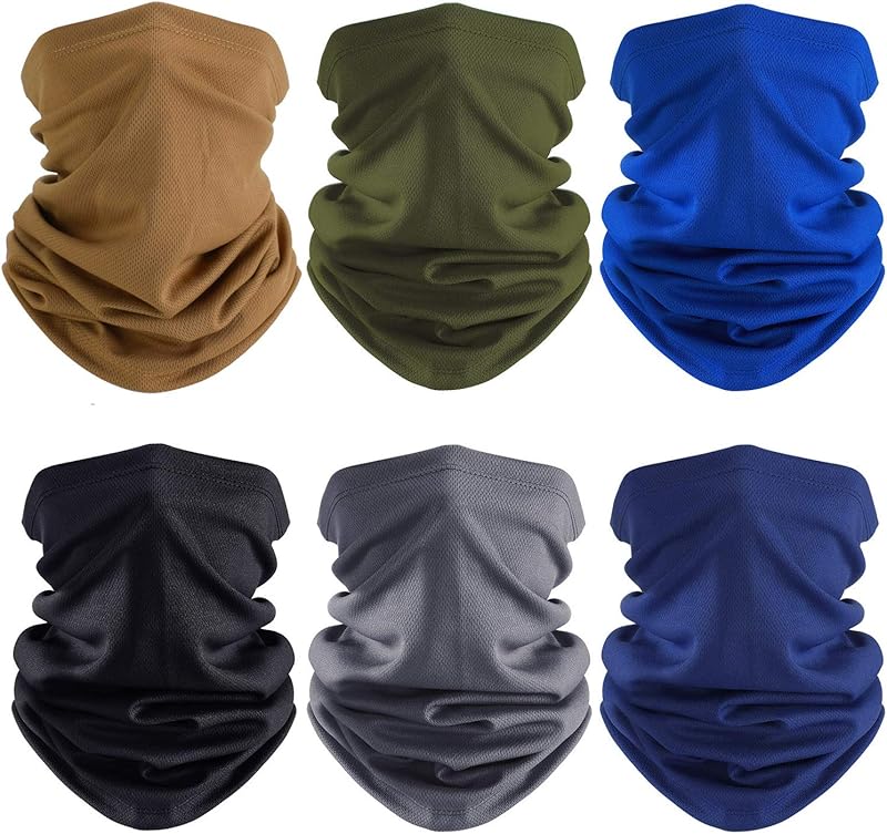 Geyoga 6 Pieces Summer UV Protection Cooling Neck Gaiter Face Clothing Neck Gaiter Mask Scarf Sunscreen Breathable Bandana - TrendyLookz