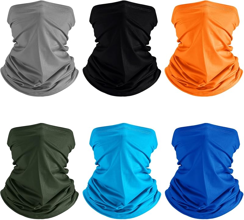 Geyoga 6 Pieces Summer UV Protection Cooling Neck Gaiter Face Clothing Neck Gaiter Mask Scarf Sunscreen Breathable Bandana - TrendyLookz
