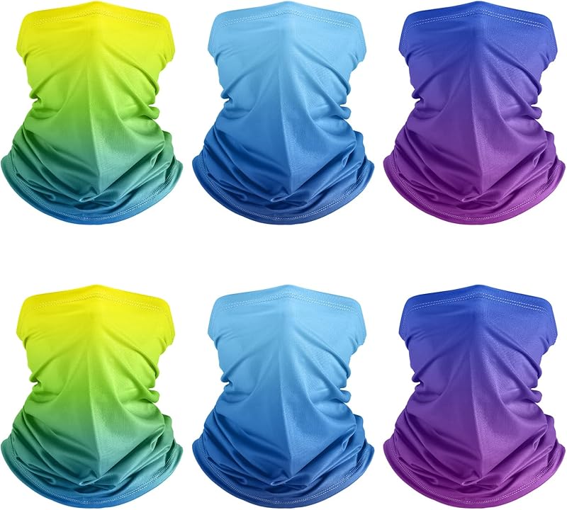 Geyoga 6 Pieces Summer UV Protection Cooling Neck Gaiter Face Clothing Neck Gaiter Mask Scarf Sunscreen Breathable Bandana - TrendyLookz