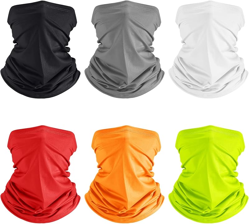 Geyoga 6 Pieces Summer UV Protection Cooling Neck Gaiter Face Clothing Neck Gaiter Mask Scarf Sunscreen Breathable Bandana - TrendyLookz