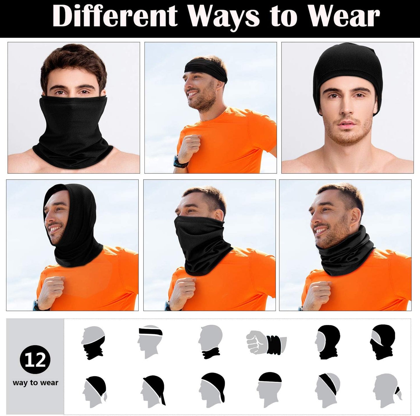 Geyoga 6 Pieces Summer UV Protection Cooling Neck Gaiter Face Clothing Neck Gaiter Mask Scarf Sunscreen Breathable Bandana - TrendyLookz