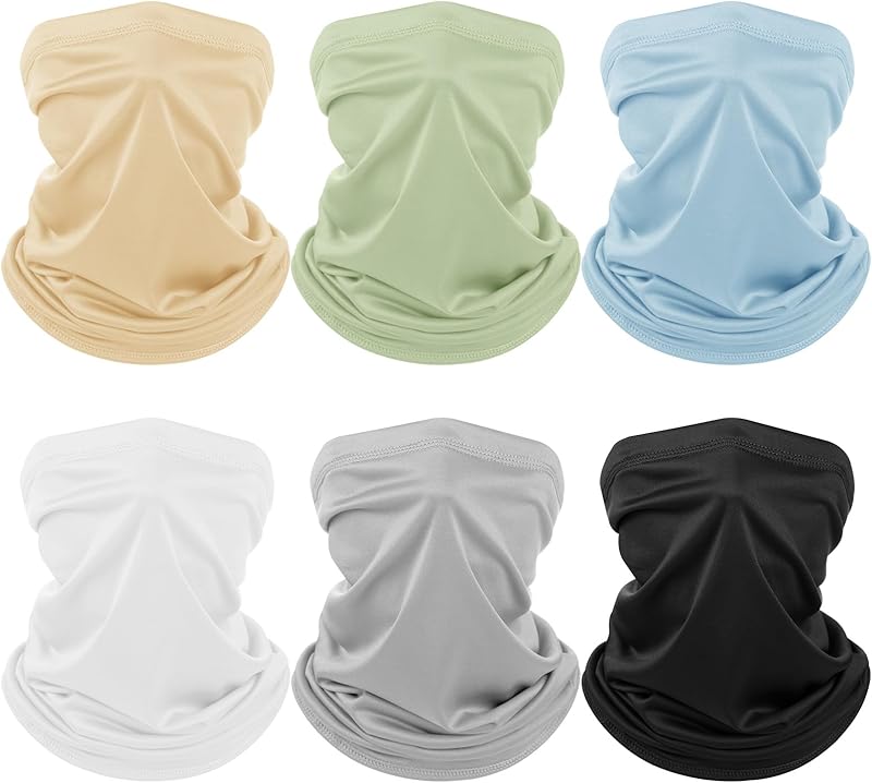 Geyoga 6 Pieces Summer UV Protection Cooling Neck Gaiter Face Clothing Neck Gaiter Mask Scarf Sunscreen Breathable Bandana - TrendyLookz
