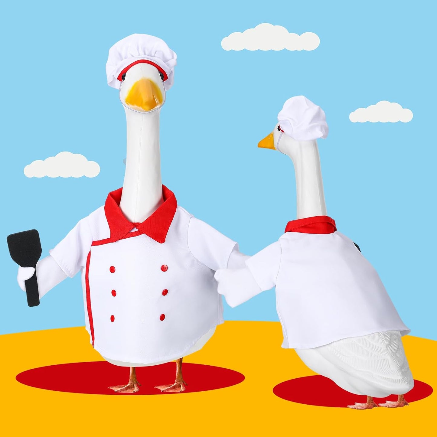 Geyoga Chef Goose Outfit Costume Yard Lawn Porch Clothes for 23'' Plastic Goose Outdoor Patio Art Decoration - TrendyLookz