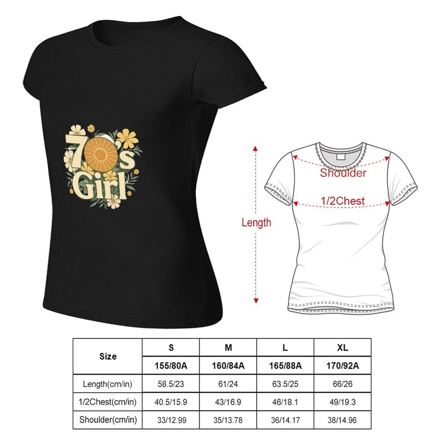 Gildan T-shirt Women 70s Floral Retro Vibes Spring and Summer Round Neck Short - sleeved Tops Women's Casual Sports T-shirt - TrendyLookz
