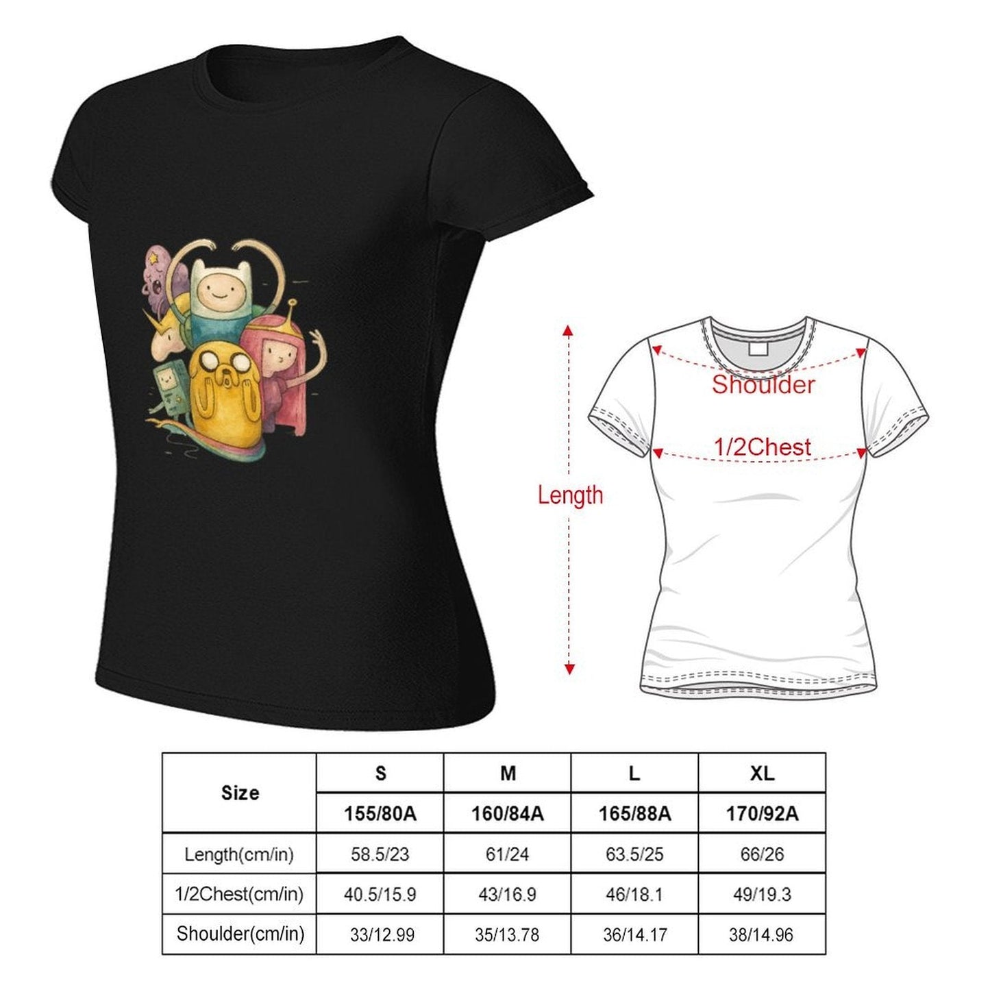 Gildan T-shirt Women Adventure Time Friends Reunion Spring and Summer Round Neck Short - sleeved Tops Women's Casual Sports T-shirt - TrendyLookz