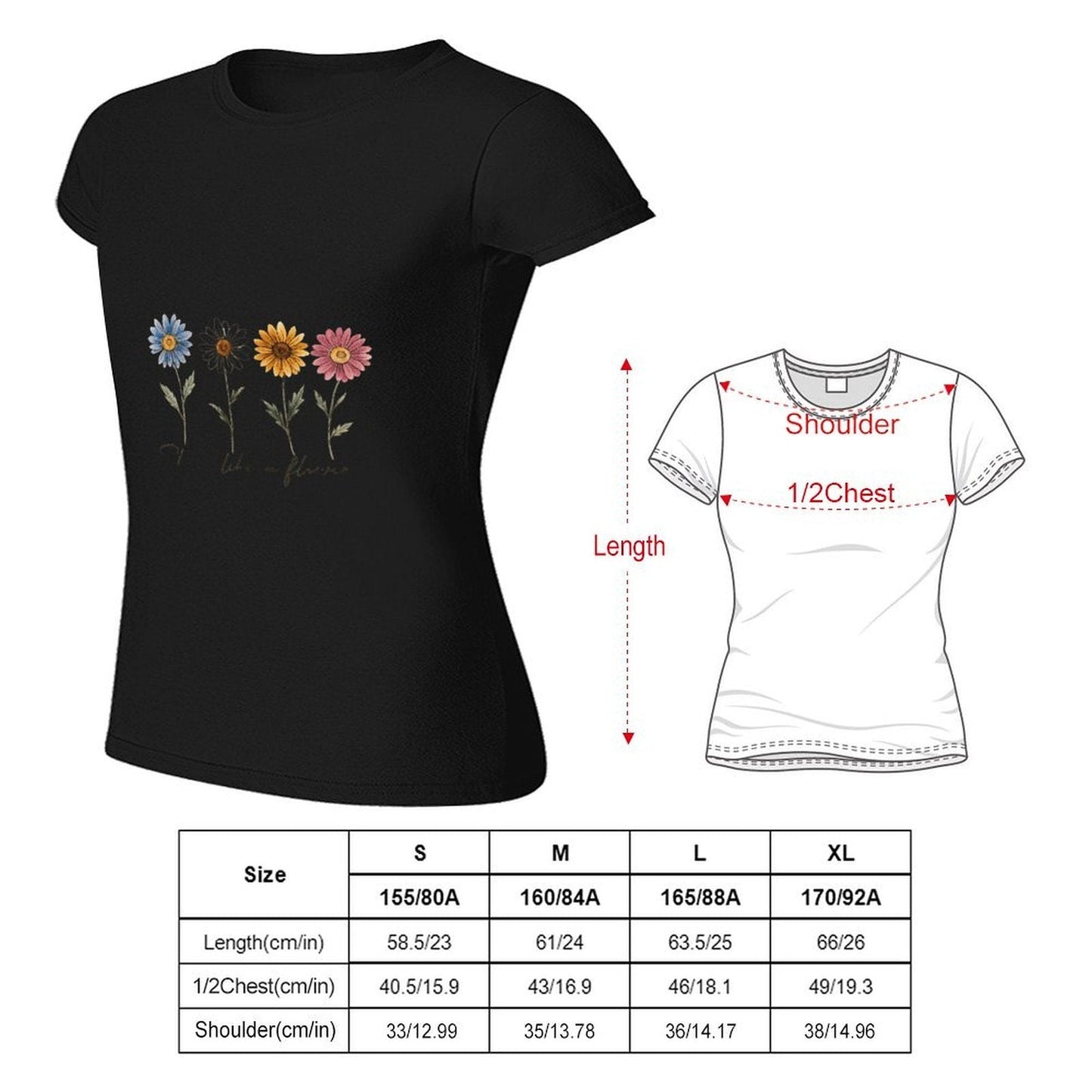 Gildan T-shirt Women Bloom Like A Flower Spring and Summer Round Neck Short - sleeved Tops Women's Casual Sports T-shirt - TrendyLookz