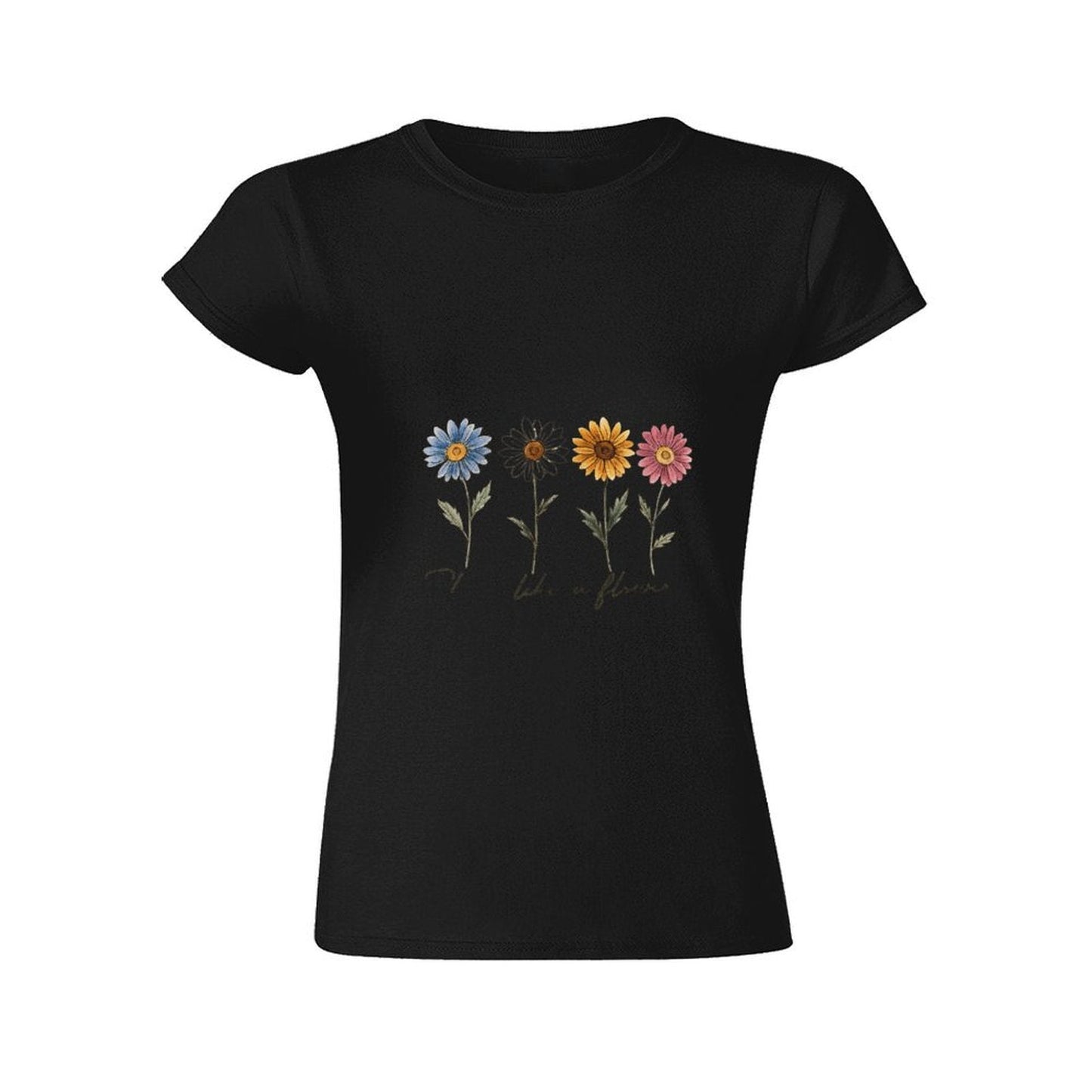 Gildan T-shirt Women Bloom Like A Flower Spring and Summer Round Neck Short - sleeved Tops Women's Casual Sports T-shirt - TrendyLookz