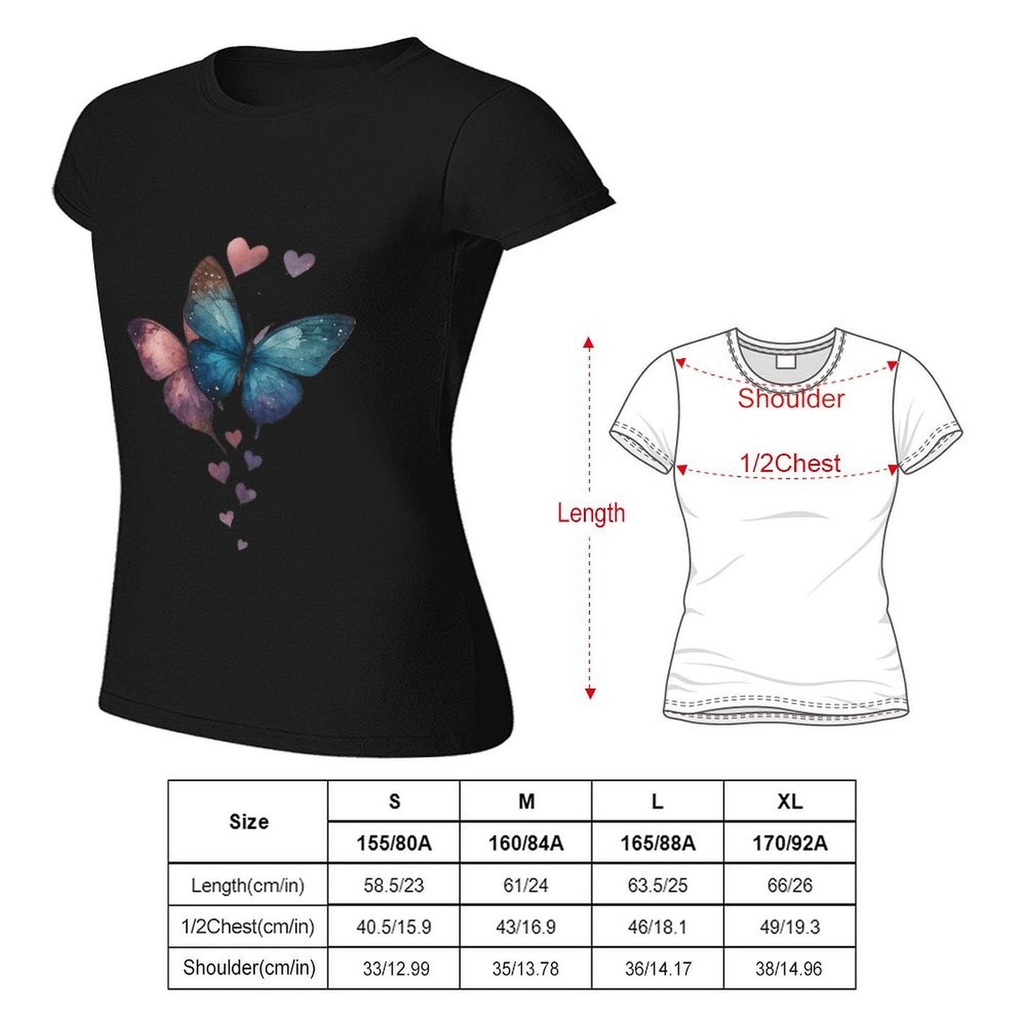Gildan T-shirt Women Butterflies of Love Spring and Summer Round Neck Short - sleeved Tops Women's Casual Sports T-shirt - TrendyLookz