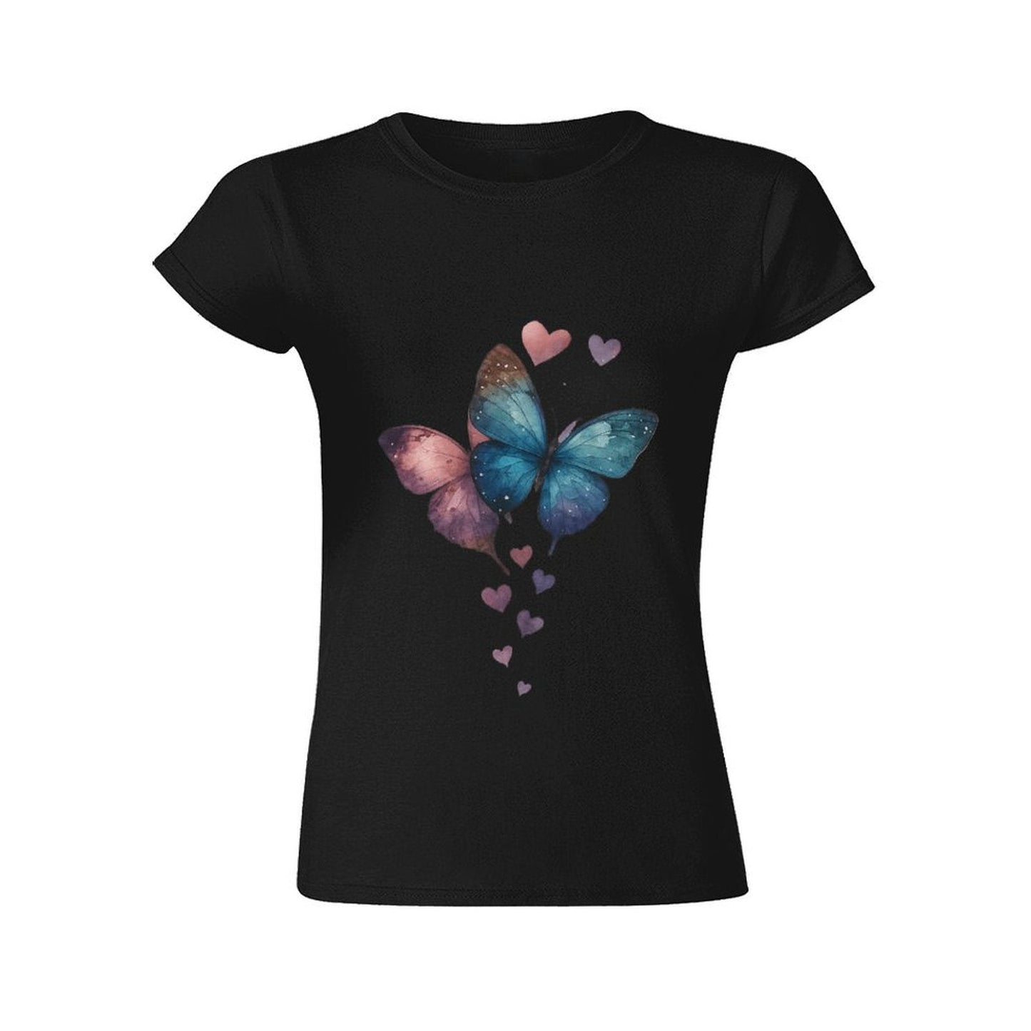 Gildan T-shirt Women Butterflies of Love Spring and Summer Round Neck Short - sleeved Tops Women's Casual Sports T-shirt - TrendyLookz