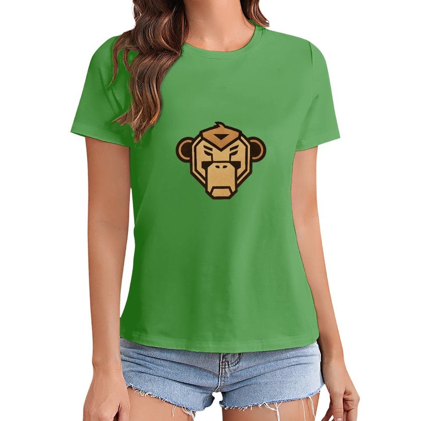 Gildan T-shirt Women Fierce Monkey Logo Design Spring and Summer Round Neck Short - sleeved Tops Women's Casual Sports T-shirt - TrendyLookz