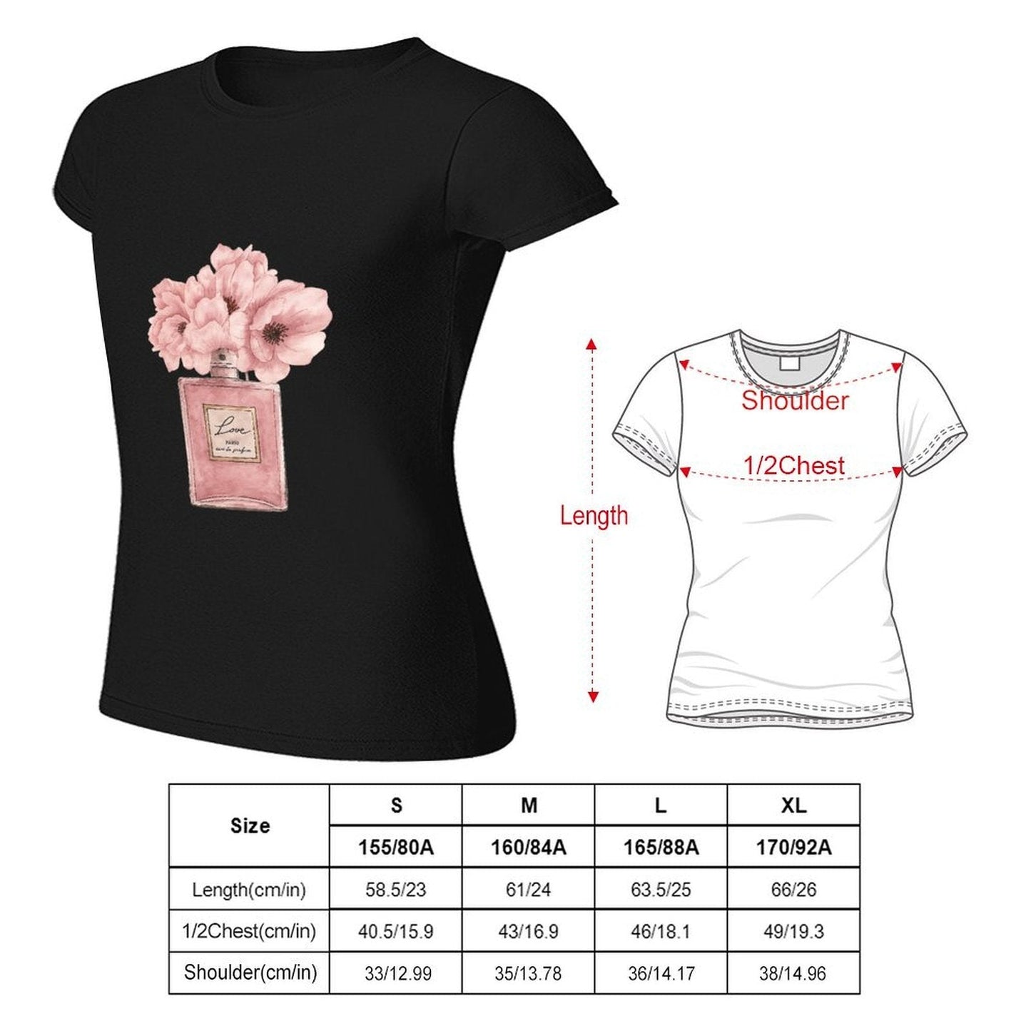 Gildan T-shirt Women Floral Perfume Elegance Spring and Summer Round Neck Short - sleeved Tops Women's Casual Sports T-shirt - TrendyLookz