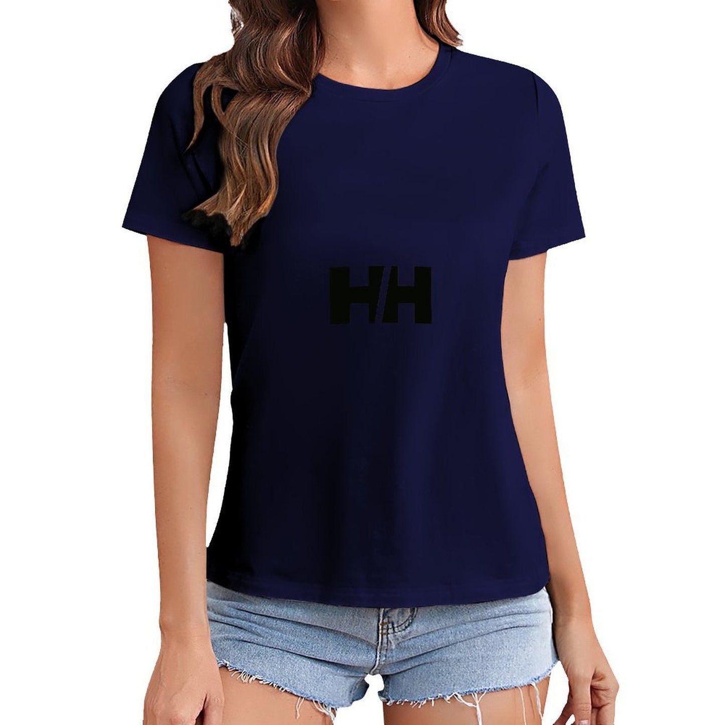 Gildan T-shirt Women Helly Hansen Brand Logo Spring and Summer Round Neck Short - sleeved Tops Women's Casual Sports T-shirt - TrendyLookz