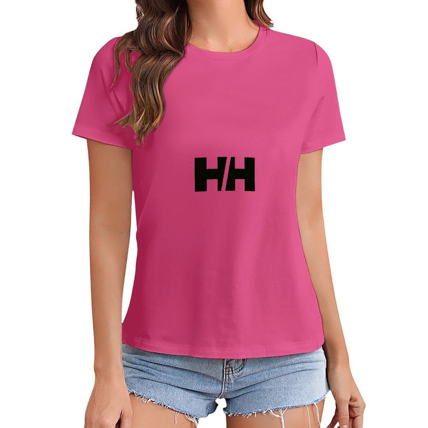 Gildan T-shirt Women Helly Hansen Brand Logo Spring and Summer Round Neck Short - sleeved Tops Women's Casual Sports T-shirt - TrendyLookz