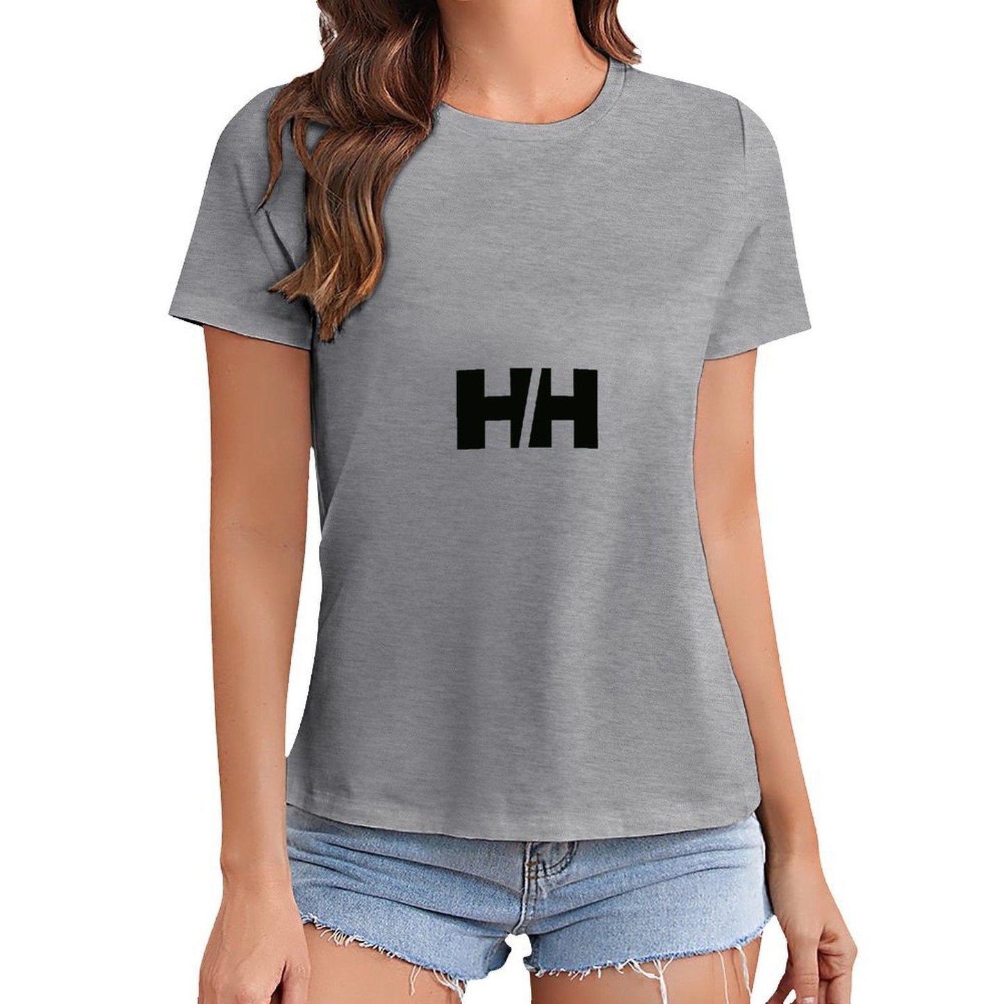 Gildan T-shirt Women Helly Hansen Brand Logo Spring and Summer Round Neck Short - sleeved Tops Women's Casual Sports T-shirt - TrendyLookz