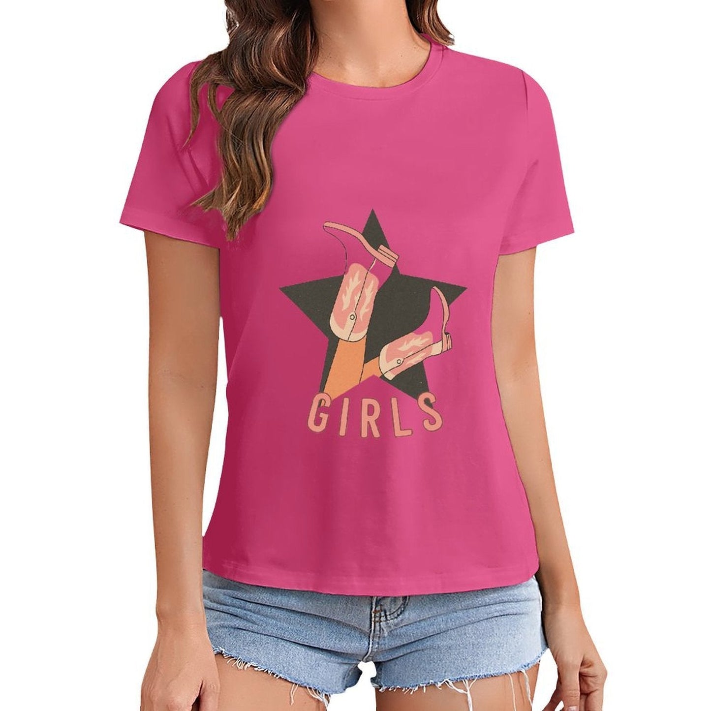 Gildan T-shirt Women Image - 0011 - U1 Spring and Summer Round Neck Short - sleeved Tops Women's Casual Sports T-shirt - TrendyLookz