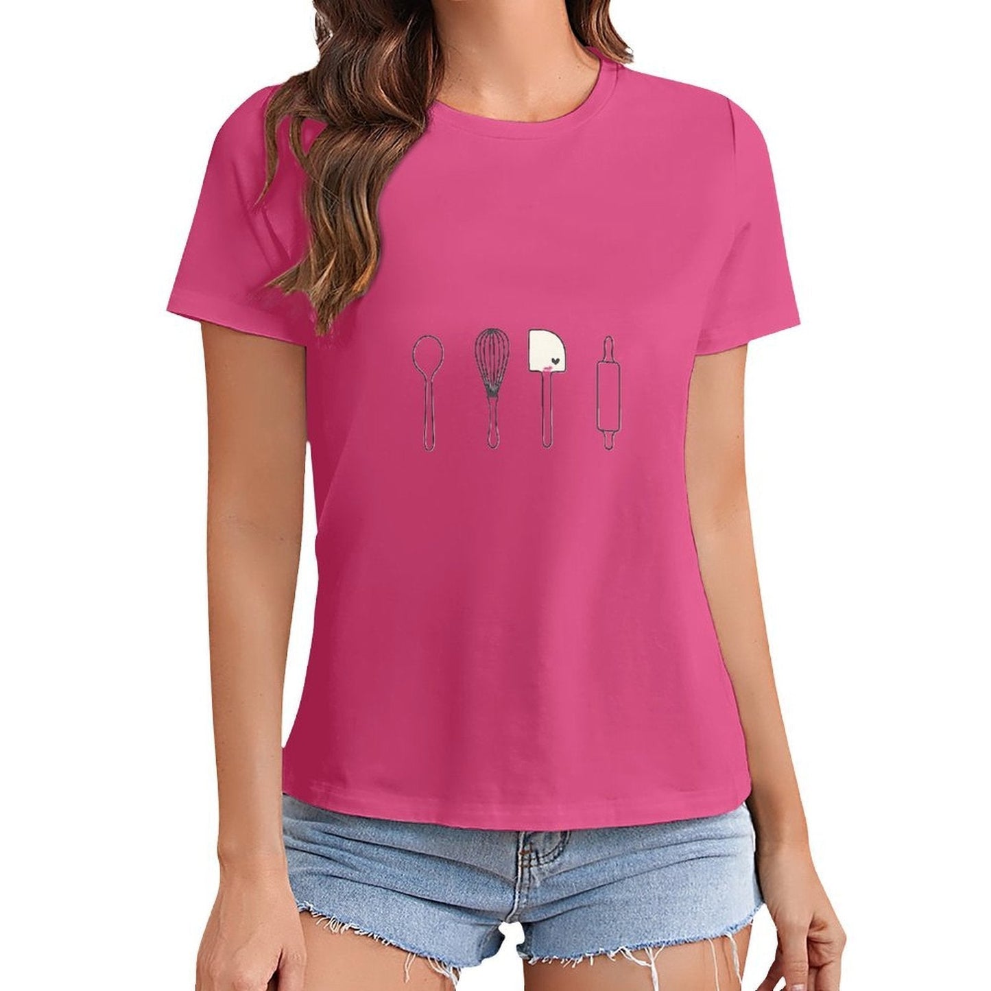 Gildan T-shirt Women Image - 0014 - U1 Spring and Summer Round Neck Short - sleeved Tops Women's Casual Sports T-shirt - TrendyLookz