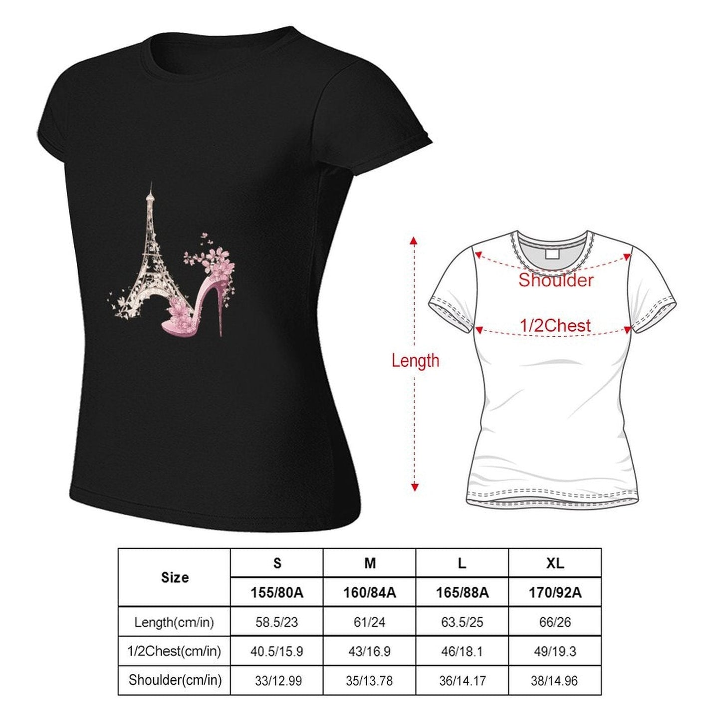 Gildan T-shirt Women Paris Fashion Blossom Elegance Spring and Summer Round Neck Short - sleeved Tops Women's Casual Sports T-shirt - TrendyLookz