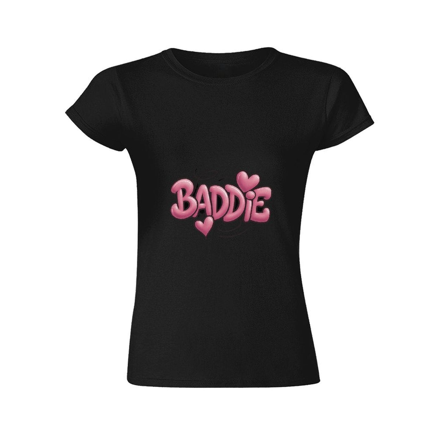Gildan T-shirt Women Pink Baddie Graffiti Hearts - U1 Spring and Summer Round Neck Short - sleeved Tops Women's Casual Sports T-shirt - TrendyLookz