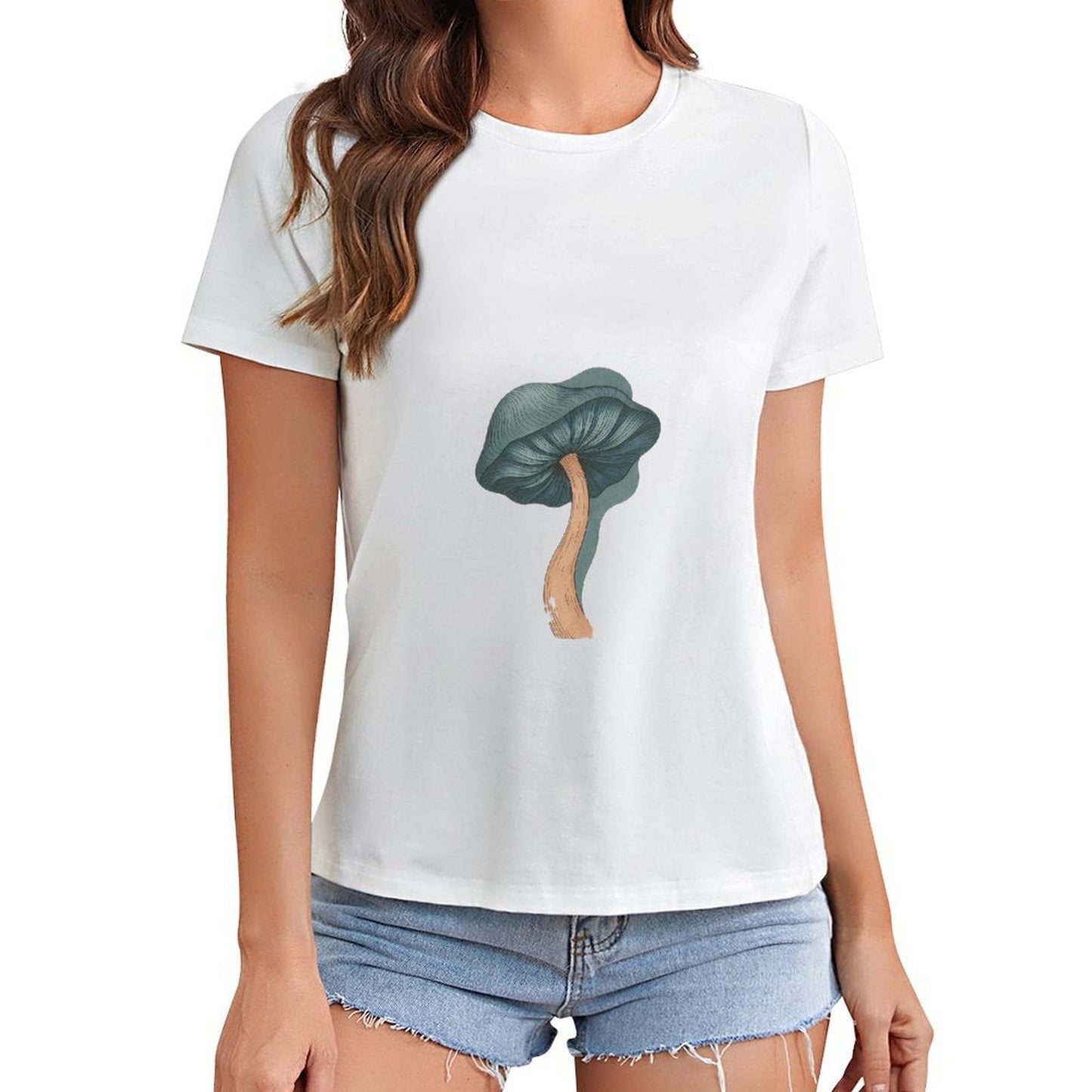 Gildan T-shirt Women Psychedelic Mushroom Art Spring and Summer Round Neck Short - sleeved Tops Women's Casual Sports T-shirt - TrendyLookz