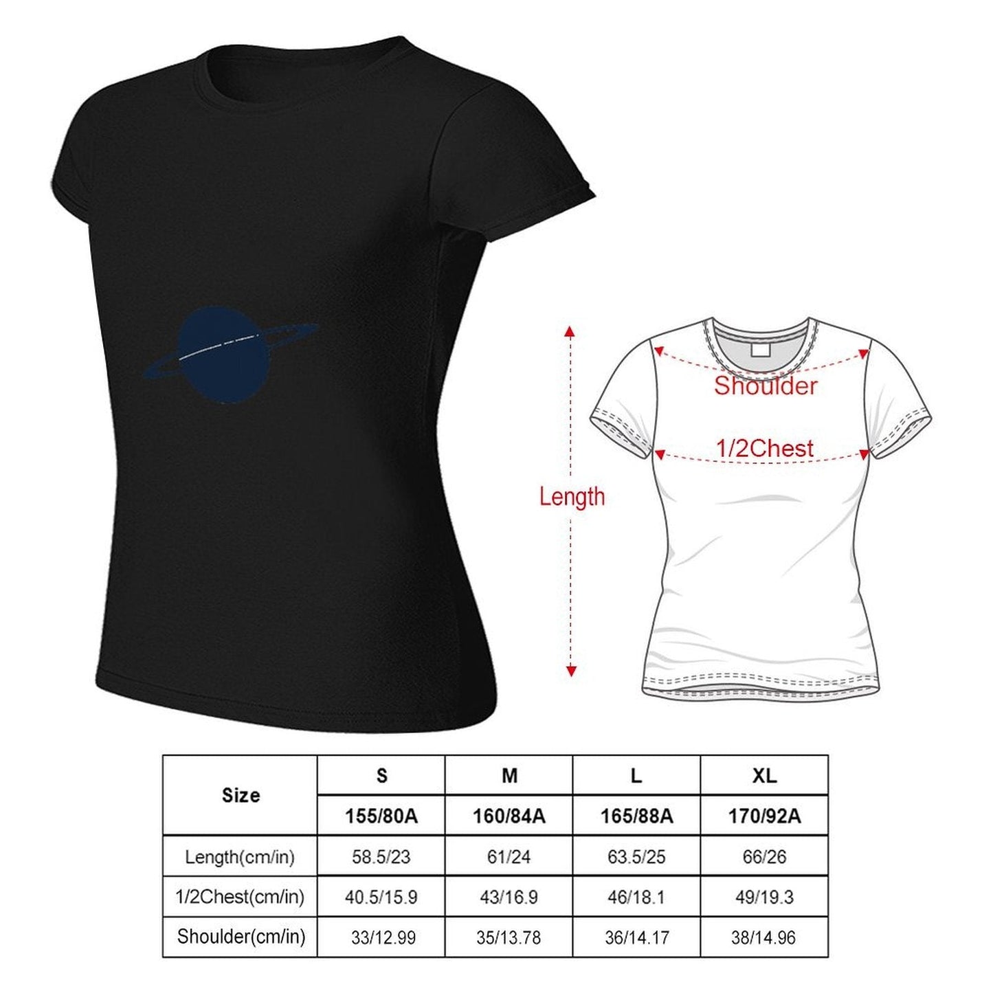 Gildan T-shirt Women Saturn Cosmic Science Rings Spring and Summer Round Neck Short - sleeved Tops Women's Casual Sports T-shirt - TrendyLookz