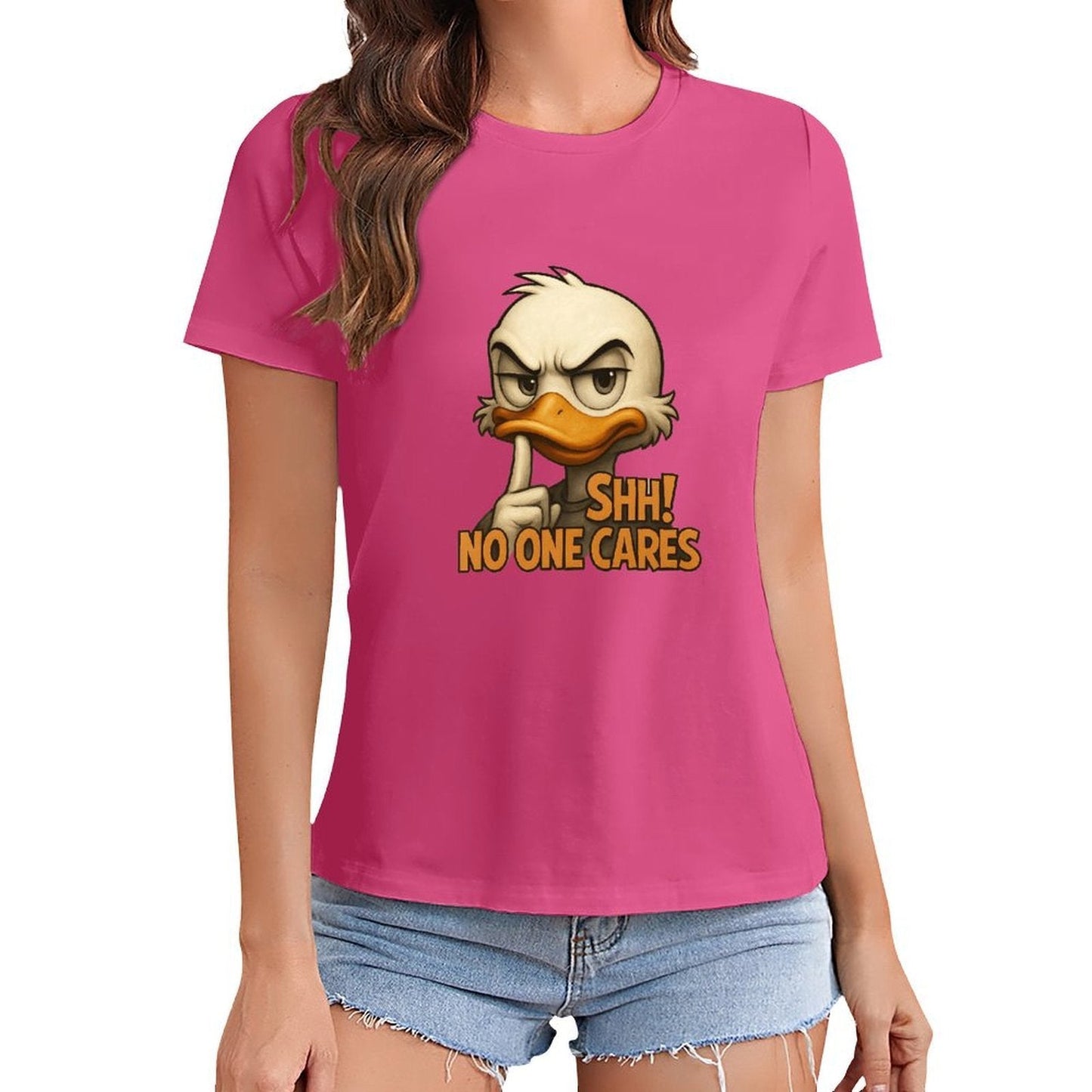 Gildan T-shirt Women Silent Duck Warning - U1 Spring and Summer Round Neck Short - sleeved Tops Women's Casual Sports T-shirt - TrendyLookz
