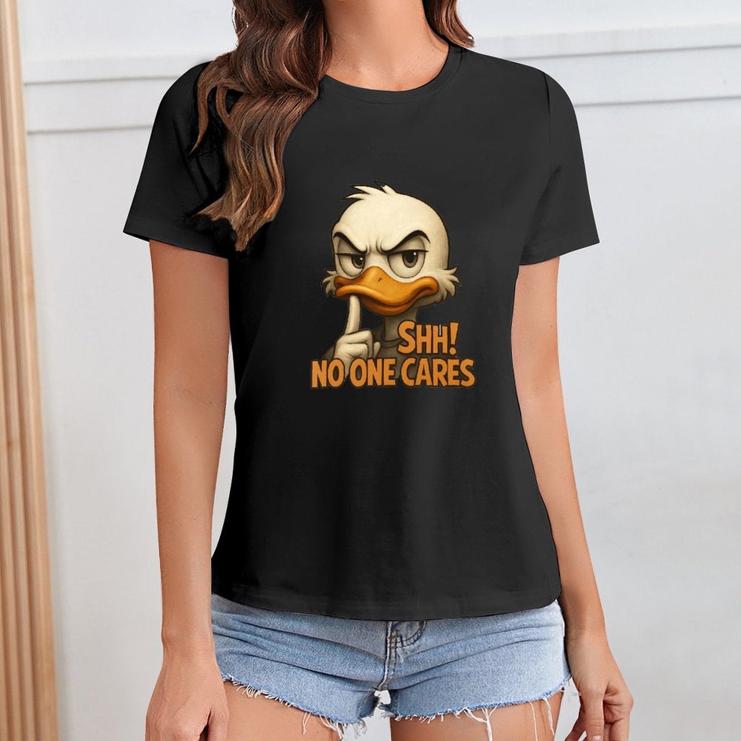 Gildan T-shirt Women Silent Duck Warning - U1 Spring and Summer Round Neck Short - sleeved Tops Women's Casual Sports T-shirt - TrendyLookz