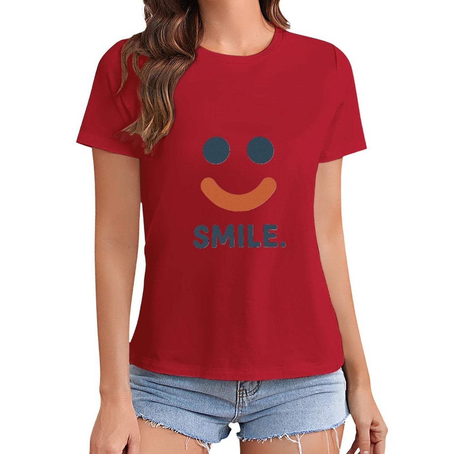 Gildan T-shirt Women Simple Smile Reminder - U1 Spring and Summer Round Neck Short - sleeved Tops Women's Casual Sports T-shirt - TrendyLookz