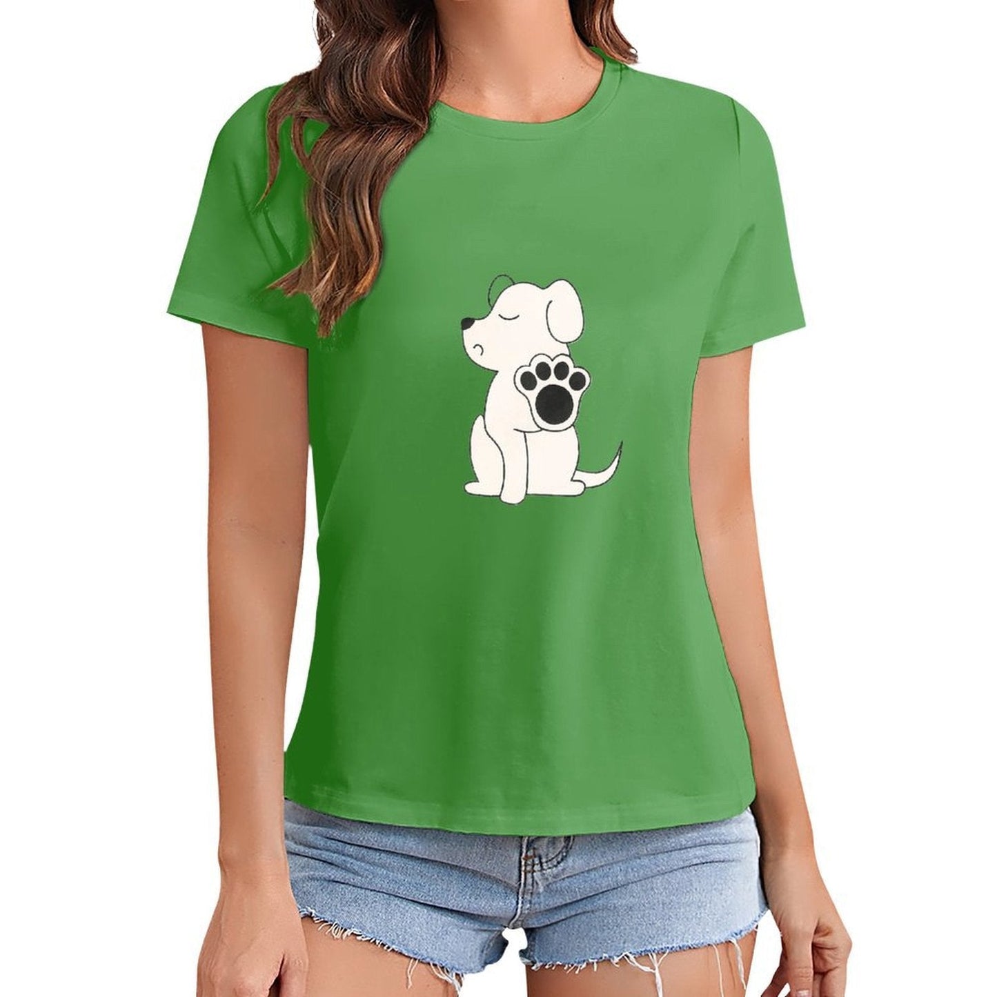 Gildan T-shirt Women Talk To The Paw Spring and Summer Round Neck Short - sleeved Tops Women's Casual Sports T-shirt - TrendyLookz