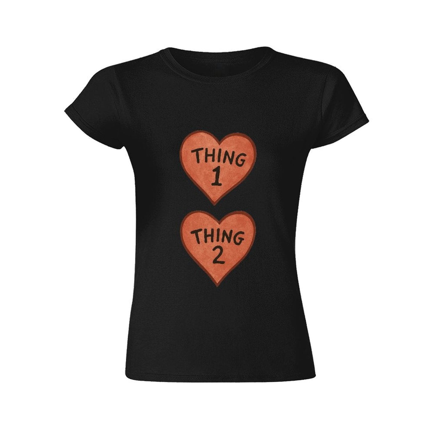 Gildan T-shirt Women Thing 1 And Thing 2 Hearts - U1 Spring and Summer Round Neck Short - sleeved Tops Women's Casual Sports T-shirt - TrendyLookz
